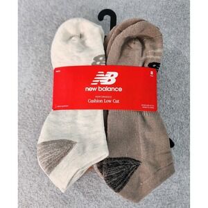 New Balance 8 Pair Performance Cushion Low Cut Socks Men 6-12.5 Oatmeal Assorted